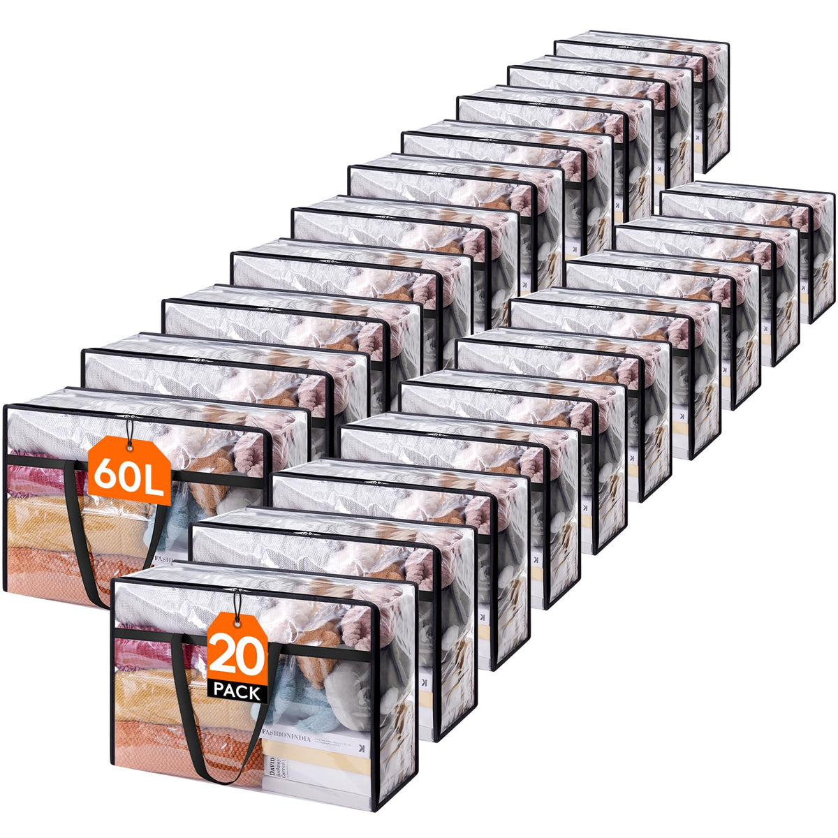 Lifewit 45L Clear Clothes Storage Bags,Plastic Foldable Blanket Storage Bag