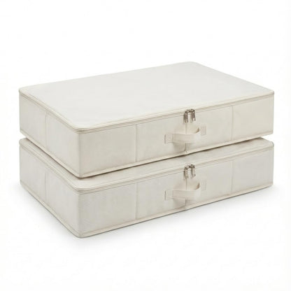 3pcs Lightweight Fabric Folding Under Bed Storage Box with Zip Dust Cover