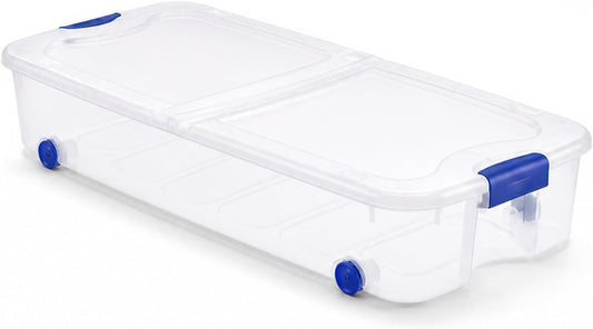 66 Qt Plastic Under-Bed Storage Bin with Wheeled&Lid for Home and Closets