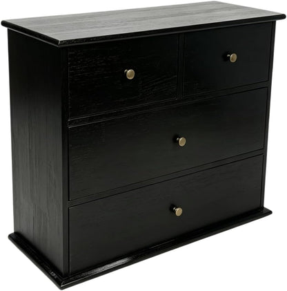 Wooden Drawers Oak Desk Organizer with Drawers，Black