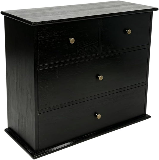 Wooden Drawers Oak Desk Organizer with Drawers，Black