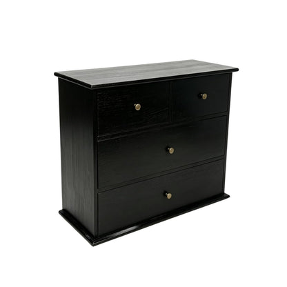 Wooden Drawers Oak Desk Organizer with Drawers，Black