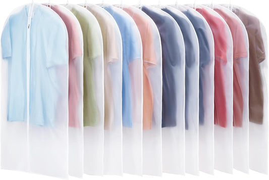 Carbrea 12 Pack Translucent Garment Bags for Hanging Clohes - 24" x 42"