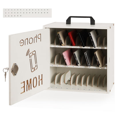Wooden Phone Lock Box,Adjustable 33 Slots Cell Phone Holder Classroom