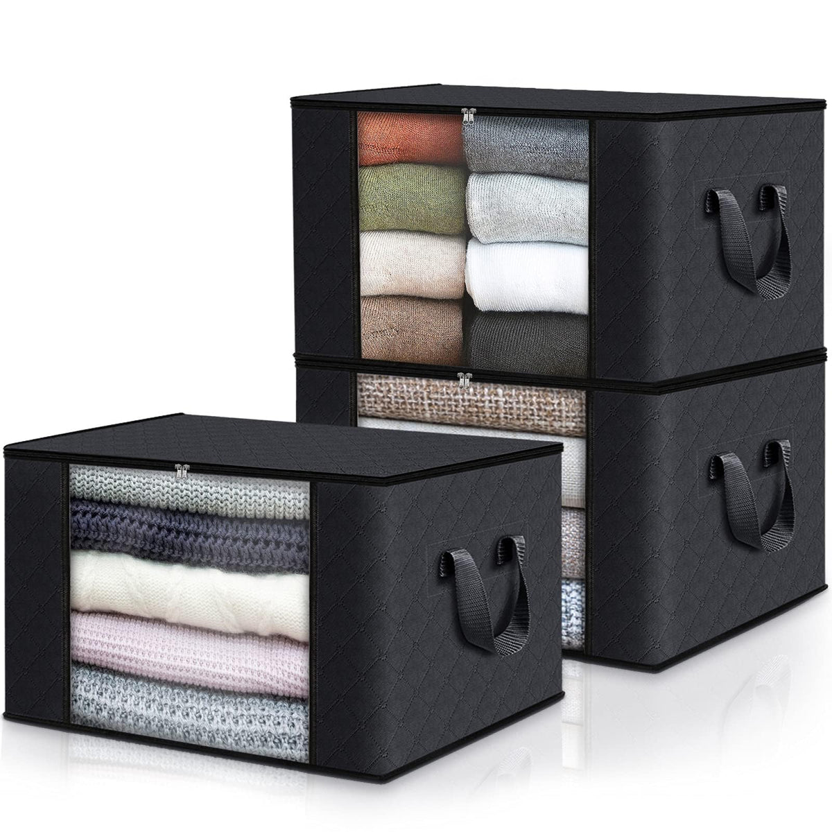 Fab totes 6 Pack Storage Bags for Clothes Blanket Storage Bins with Lids