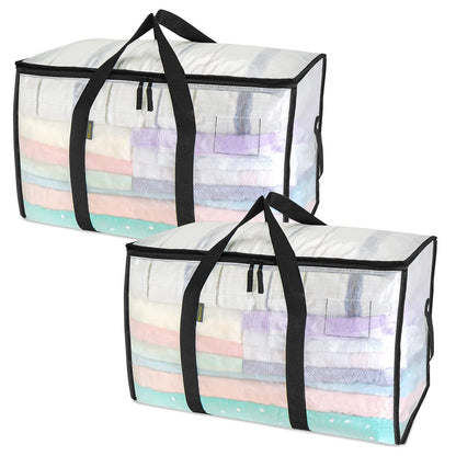 BALEINE 6-Pack Oversized Moving Bags with Reinforced Handles, Heavy-Duty Storage Tote for Clothes, Moving Supplies (Clear, 6-Pack)