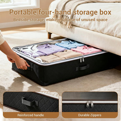 4 Pack Underbed Storage Boxes, Storage Bags with Zipper, Black
