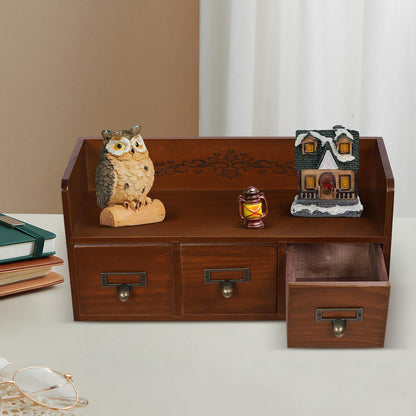 Wooden Desk Drawer Organizer, Vintage 3 Drawers Wooden Apothecary Cabinet