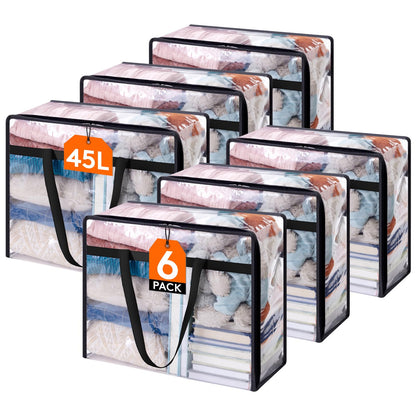 Lifewit 45L Clear Clothes Storage Bags,Plastic Foldable Blanket Storage Bag