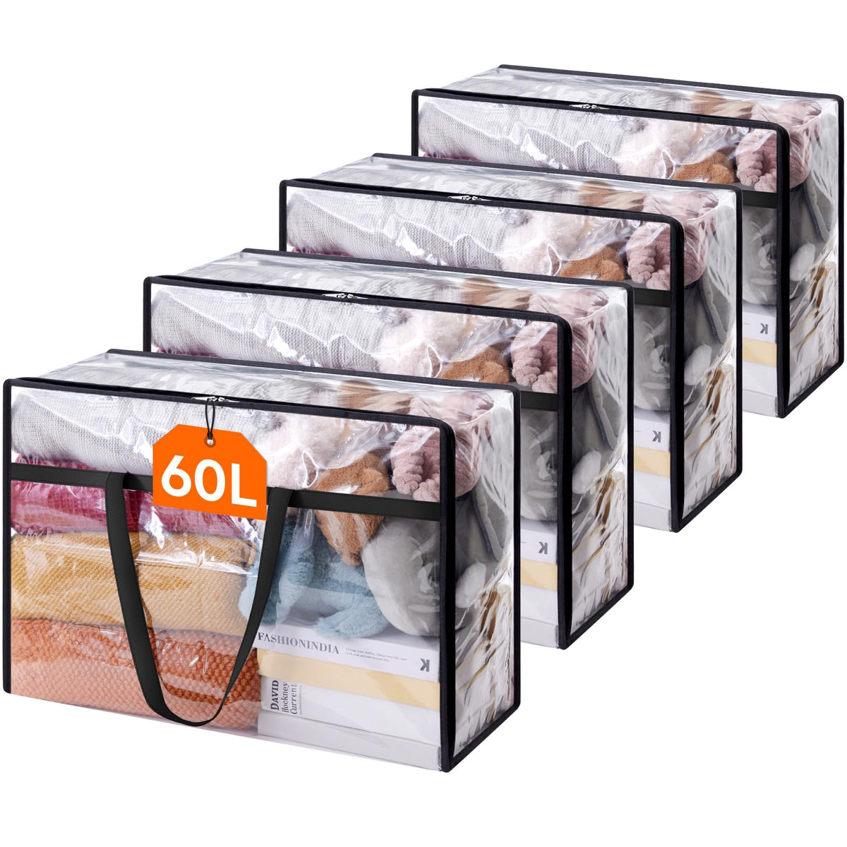 Lifewit 45L Clear Clothes Storage Bags,Plastic Foldable Blanket Storage Bag