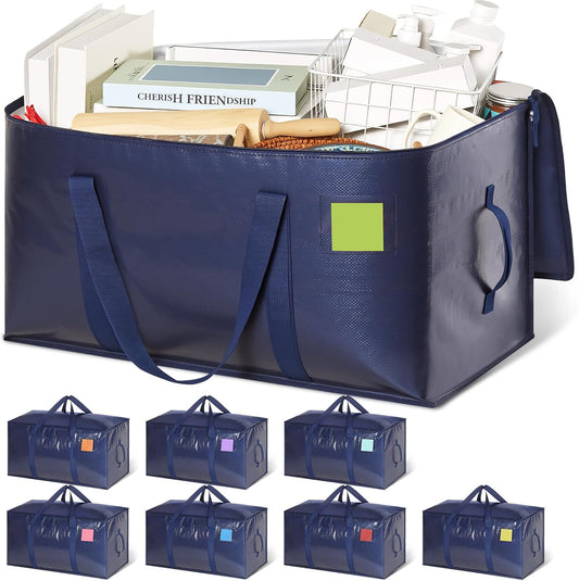 Heavy Duty Moving Bags with Wide‑opening, 8 Pack, 24 Gal, Blue