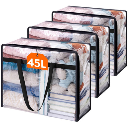 Lifewit 45L Clear Clothes Storage Bags,Plastic Foldable Blanket Storage Bag