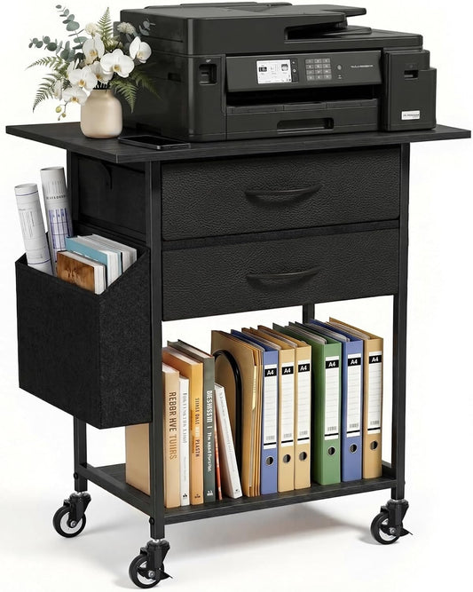 Faesun Printer Stand with Storage, Rolling Printer Table with 2-Drawer