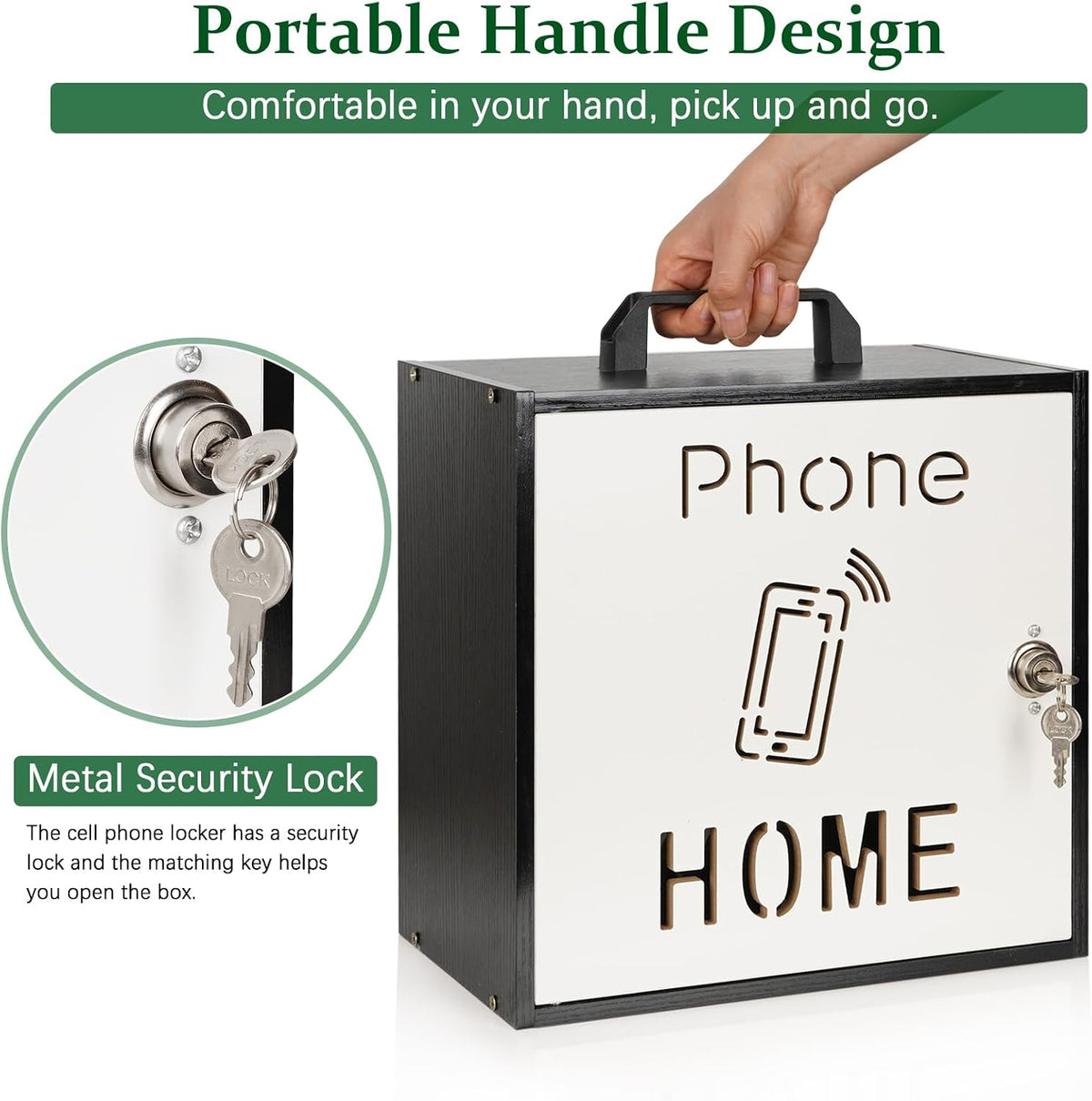 Wooden Phone Lock Box,Adjustable 33 Slots Cell Phone Holder Classroom
