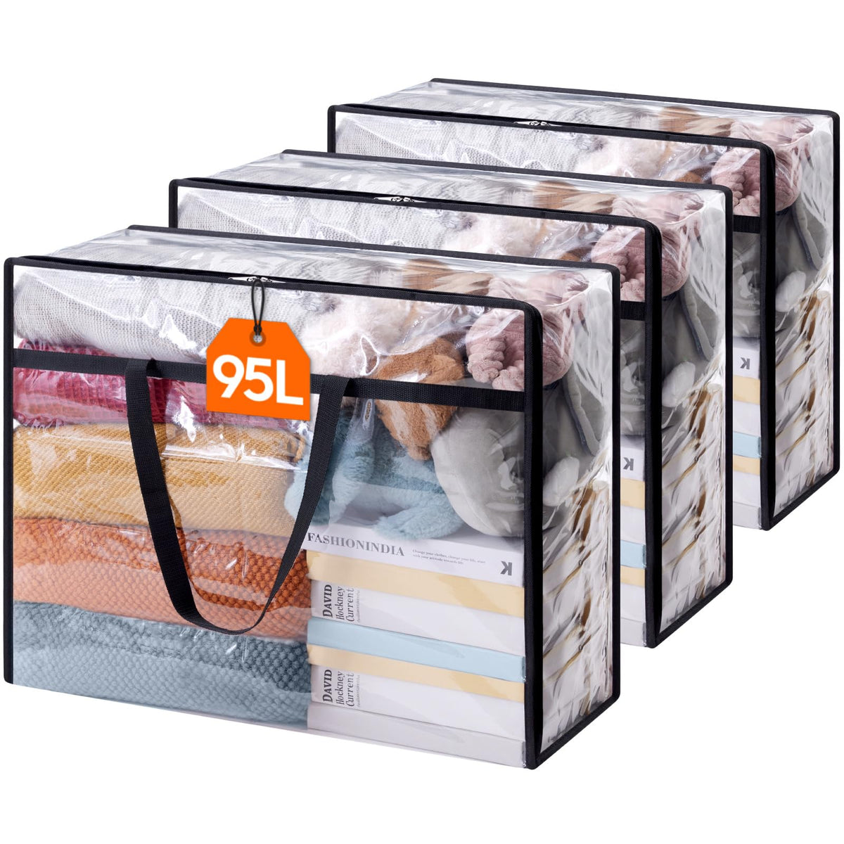Lifewit 45L Clear Clothes Storage Bags,Plastic Foldable Blanket Storage Bag