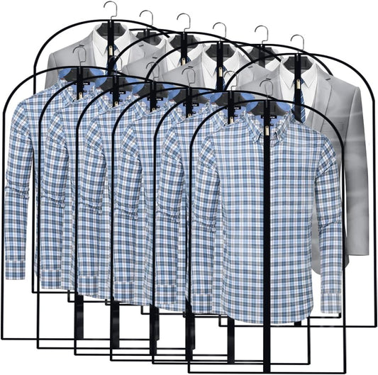 Garment Bags for Hanging Clothes (Set of 12) Suit Cover Travel Garment Bag for Closet Clothes Storage Bag Plastic Suit Bags for Closet Storage Bag with Zipper for Coats, Jackets, Shirts