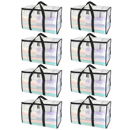 BALEINE 6-Pack Oversized Moving Bags with Reinforced Handles, Heavy-Duty Storage Tote for Clothes, Moving Supplies (Clear, 6-Pack)