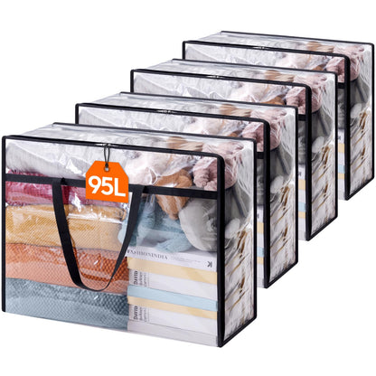 Lifewit 45L Clear Clothes Storage Bags,Plastic Foldable Blanket Storage Bag