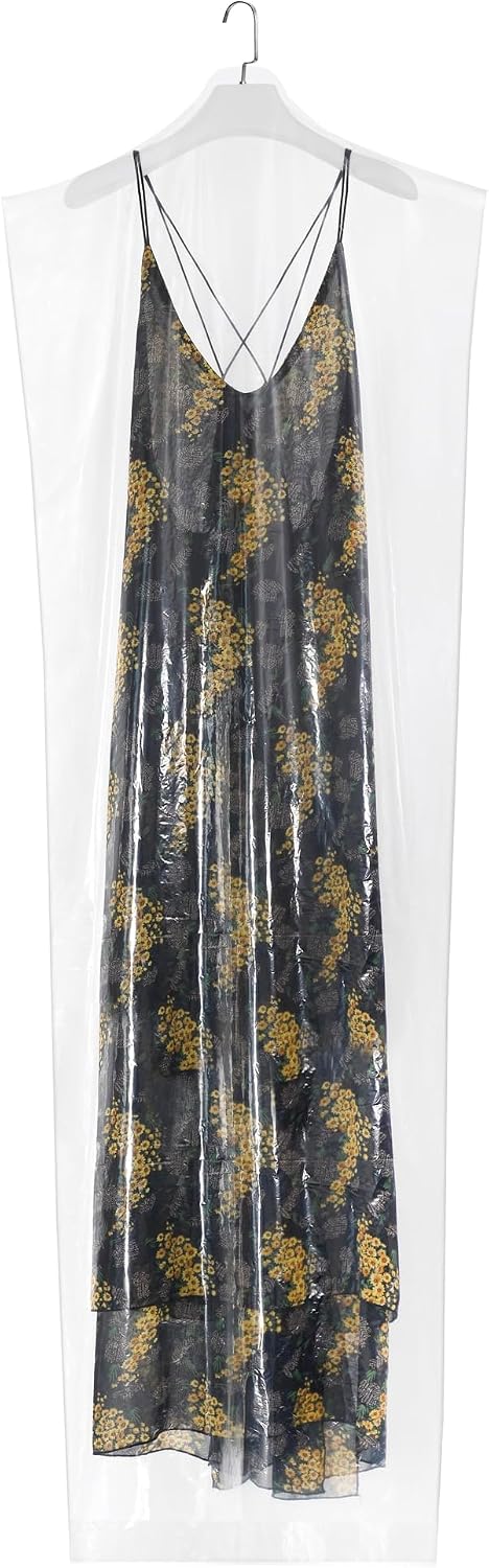 60-Pack Extra Long Dry Cleaning Bags for Clothes 72-Inch Long - Clear Plastic Garment Bags for Hanging Clothes, Dry Cleaner Plastic Clothing Cover for Suits, Gowns, Coat, Dance Costumes & Long Dresses