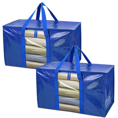 BALEINE 6-Pack Oversized Moving Bags with Reinforced Handles, Heavy-Duty Storage Tote for Clothes, Moving Supplies (Clear, 6-Pack)