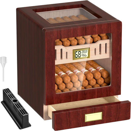 Joyoldelf Desktop Cigar Humidor Cabinet, Spanish Cedar, 50-70 Cigars
