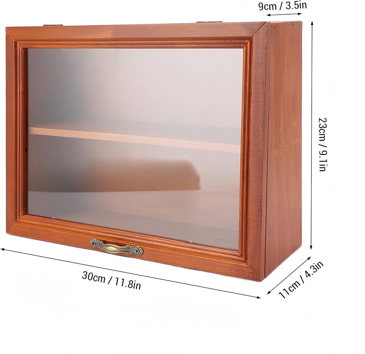 Wooden Display Cabinet with Glass Doors | Freestanding Curio Cabinet for Collectibles & Mini Figures | Desktop Organizer with Display Case for Cosmetics, Jewelry, Pastries & Po p Figures