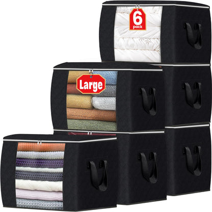 Fab totes 6 Pack Storage Bags for Clothes Blanket Storage Bins with Lids
