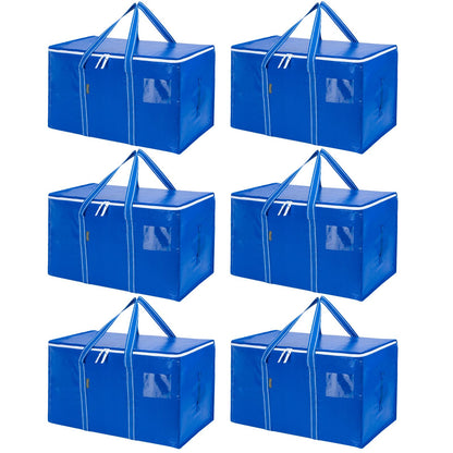 BALEINE 6-Pack Oversized Moving Bags with Reinforced Handles, Heavy-Duty Storage Tote for Clothes, Moving Supplies (Clear, 6-Pack)