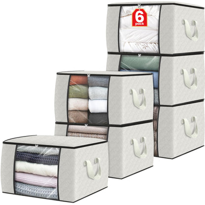Fab totes 6 Pack Storage Bags for Clothes Blanket Storage Bins with Lids