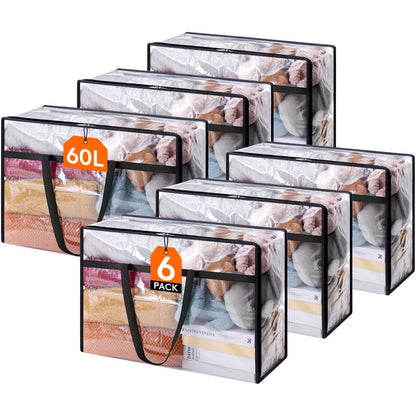 Lifewit 45L Clear Clothes Storage Bags,Plastic Foldable Blanket Storage Bag