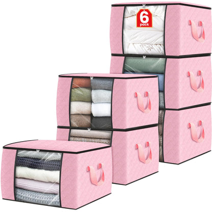 Fab totes 6 Pack Storage Bags for Clothes Blanket Storage Bins with Lids