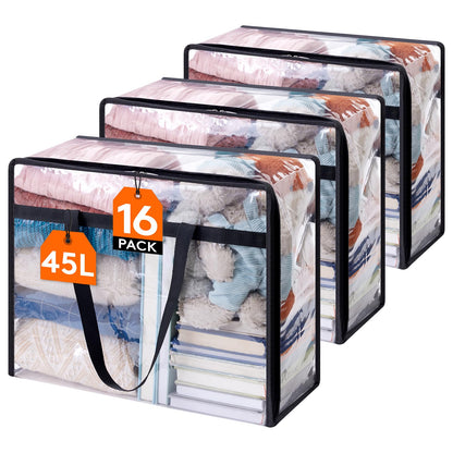 Lifewit 45L Clear Clothes Storage Bags,Plastic Foldable Blanket Storage Bag