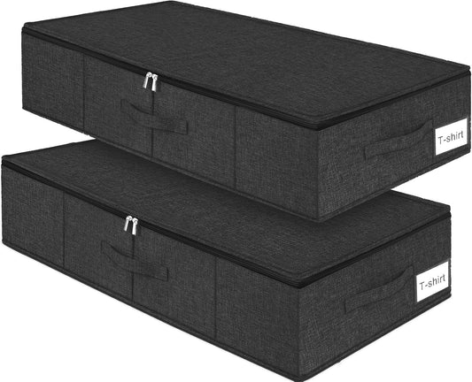 punemi 6.7 in Sturdy Under Bed Clothes Storage Containers, 2Pack, Black