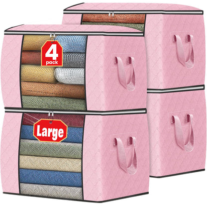 Fab totes 6 Pack Storage Bags for Clothes Blanket Storage Bins with Lids