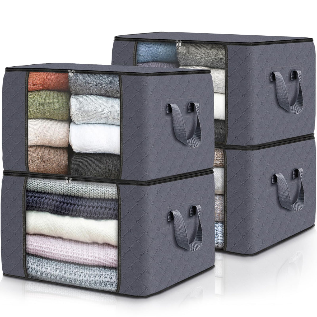 Fab totes 6 Pack Storage Bags for Clothes Blanket Storage Bins with Lids