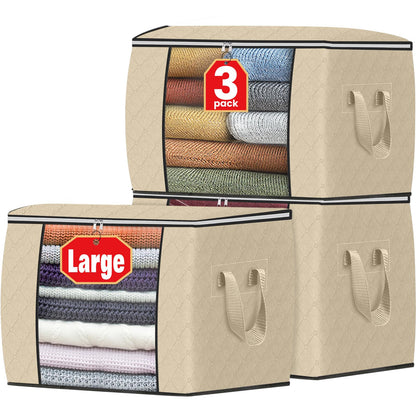 Fab totes 6 Pack Storage Bags for Clothes Blanket Storage Bins with Lids