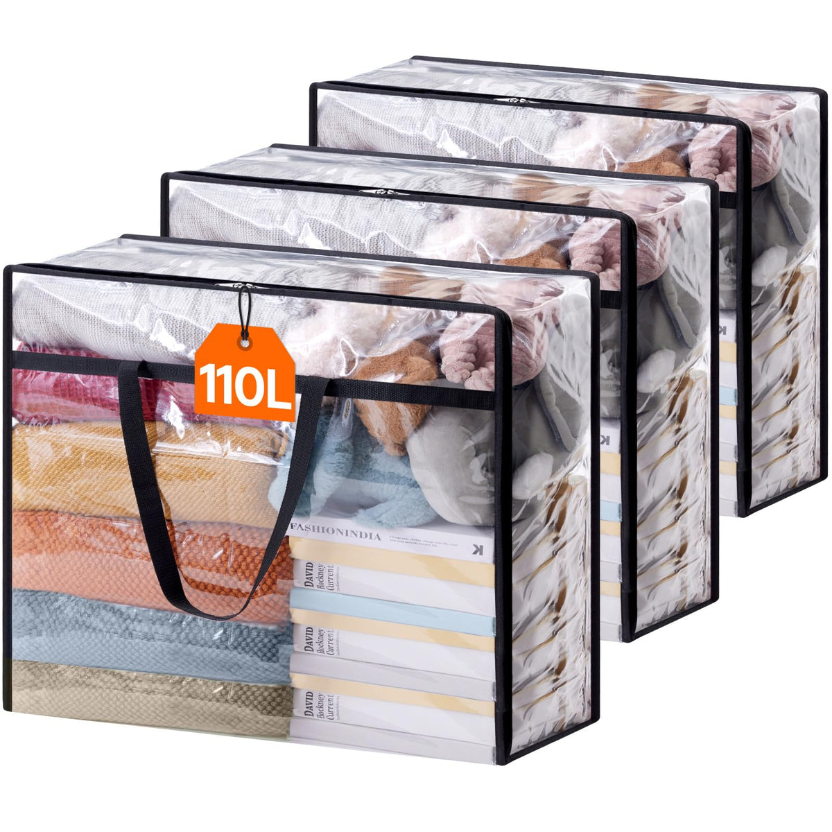Lifewit 45L Clear Clothes Storage Bags,Plastic Foldable Blanket Storage Bag
