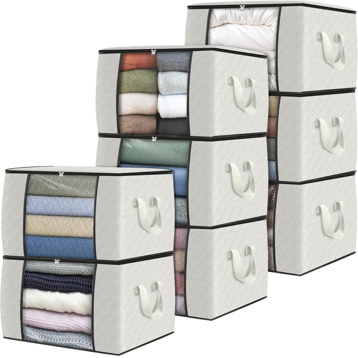 Fab totes 6 Pack Storage Bags for Clothes Blanket Storage Bins with Lids