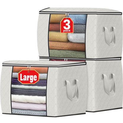 Fab totes 6 Pack Storage Bags for Clothes Blanket Storage Bins with Lids
