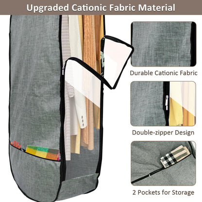 4PCS Garment Bags for Hanging Clothes,Chakera Large Breathable Garment Bag for Closet Storage with 10”Gusseted,Clear Clothing Storage Garment Cover for Dress Sweater with Double Zipper,Grey