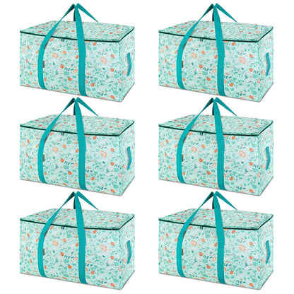 BALEINE 6-Pack Oversized Moving Bags with Reinforced Handles, Heavy-Duty Storage Tote for Clothes, Moving Supplies (Clear, 6-Pack)