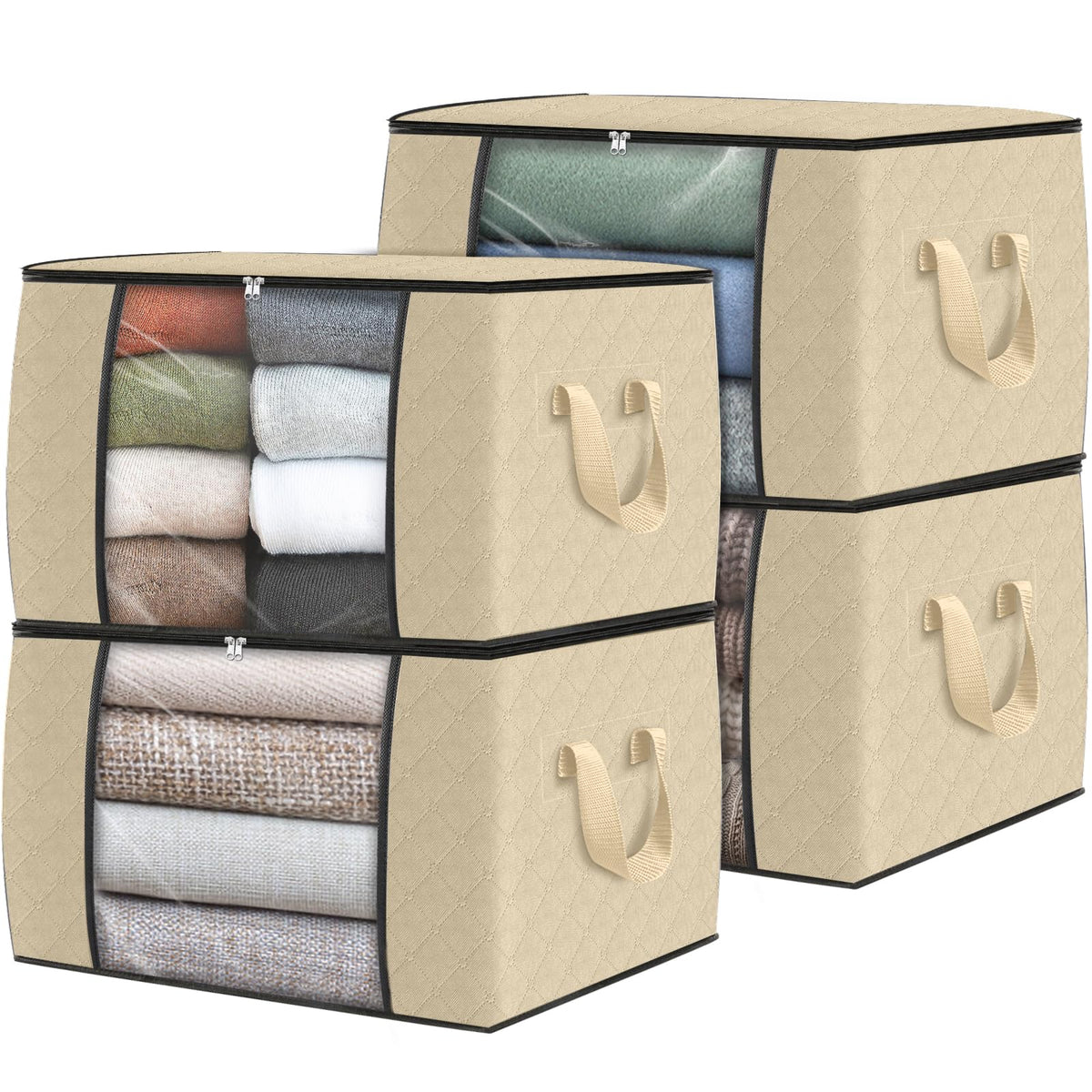 Fab totes 6 Pack Storage Bags for Clothes Blanket Storage Bins with Lids