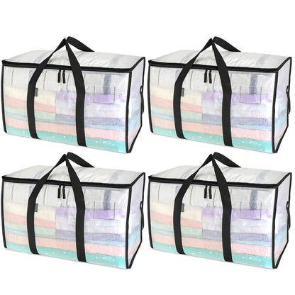 BALEINE 6-Pack Oversized Moving Bags with Reinforced Handles, Heavy-Duty Storage Tote for Clothes, Moving Supplies (Clear, 6-Pack)
