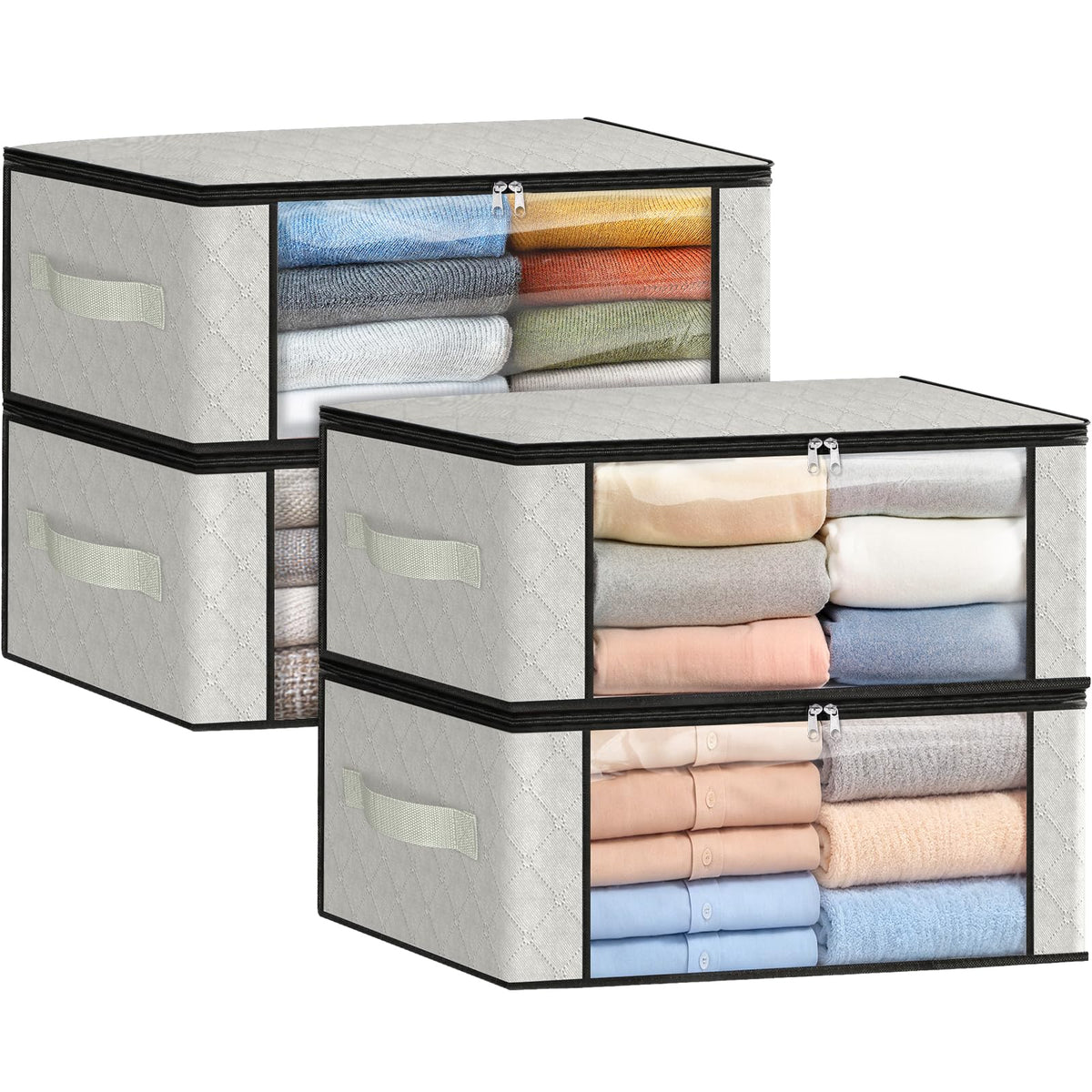 Fab totes 6 Pack Storage Bags for Clothes Blanket Storage Bins with Lids