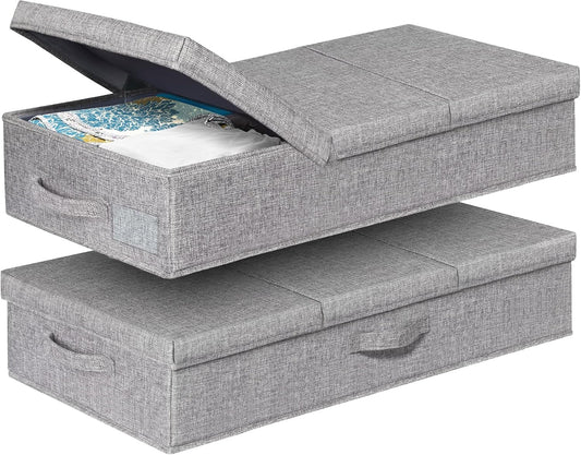 punemi 6 in Tall Under Bed Storage Containers with Lids, 2 Pack, Grey