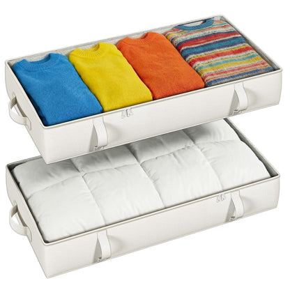 2-Pack Under Bed Storage Containers, 4.5 Inches Tall Clothes Storage, Grey