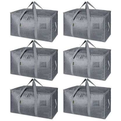 BALEINE 6-Pack Oversized Moving Bags with Reinforced Handles, Heavy-Duty Storage Tote for Clothes, Moving Supplies (Clear, 6-Pack)