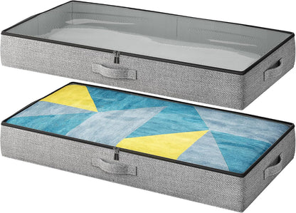 2-Pack Under Bed Storage Containers, 4.5 Inches Tall Clothes Storage, Grey