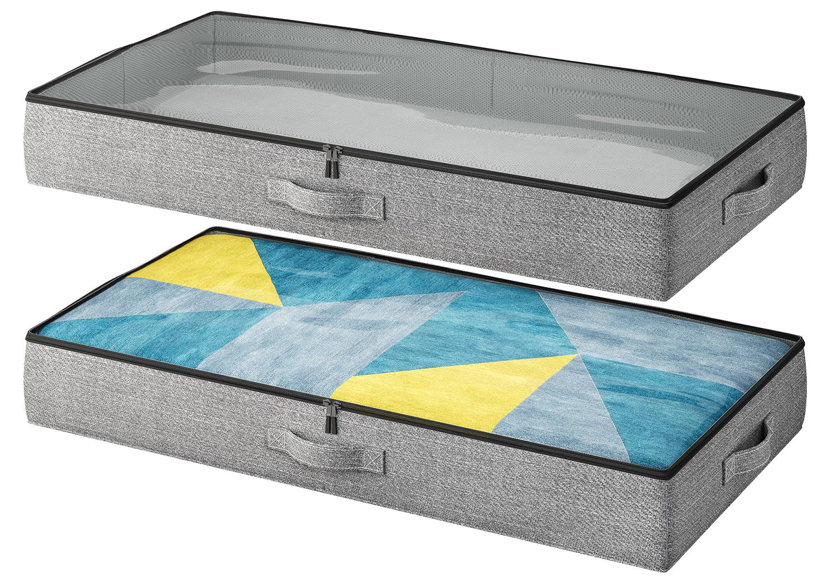 2-Pack Under Bed Storage Containers, 4.5 Inches Tall Clothes Storage, Grey