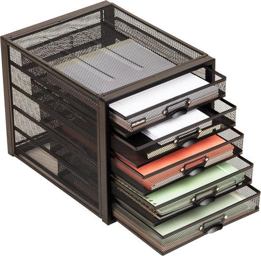 Mind Reader File Storage Drawers, Desk Organizer, Multi-Purpose, Crafts, Office, Metal, Black